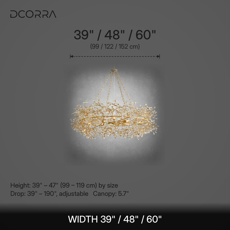 Crystal Flower Branch Chandelier - dimensions