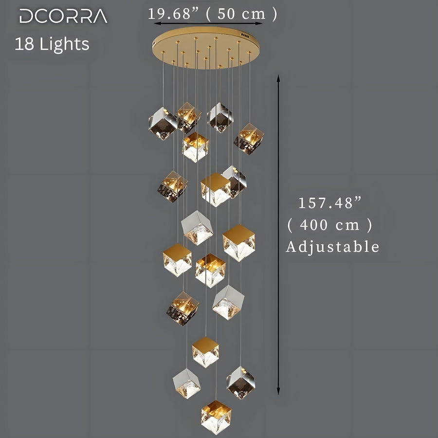 Glass Cube Cascade Chandelier dimensions