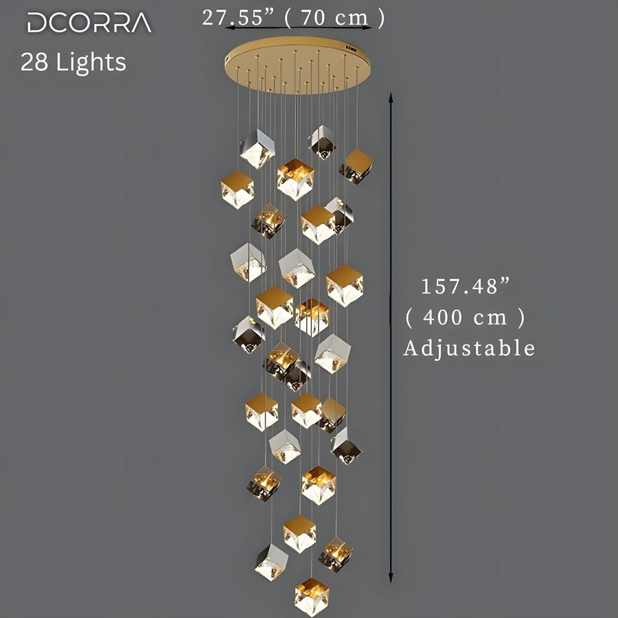 Glass Cube Cascade Chandelier dimensions