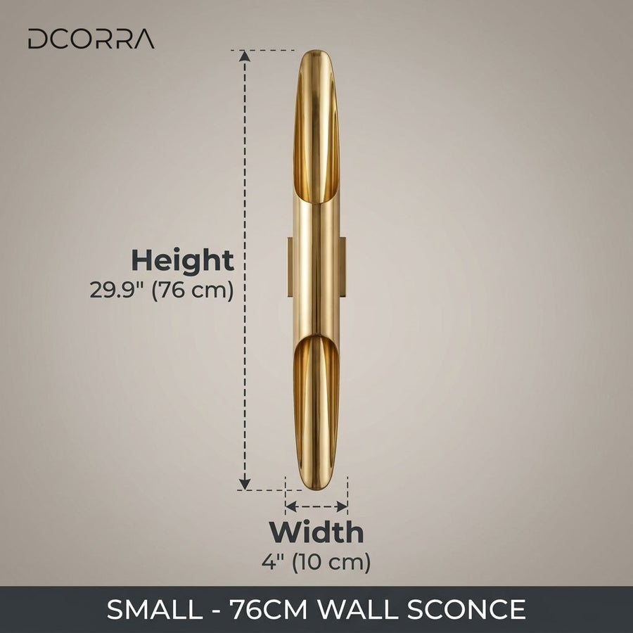 Brass Cylinder Wall Sconce Pair dimensions, antique patina, 30"/ 76cm