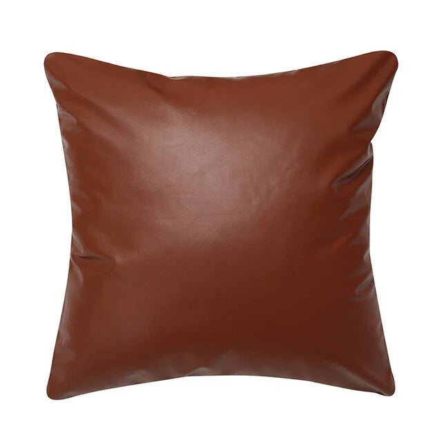 Moroccan Geometric Accent Pillowcase – Leather and Cotton Blend Cushion Cover