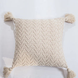 Kiki Twill Knit Cushion Cover – Handmade with Corner Tassels