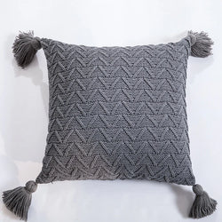 Kiki Twill Knit Cushion Cover – Handmade with Corner Tassels