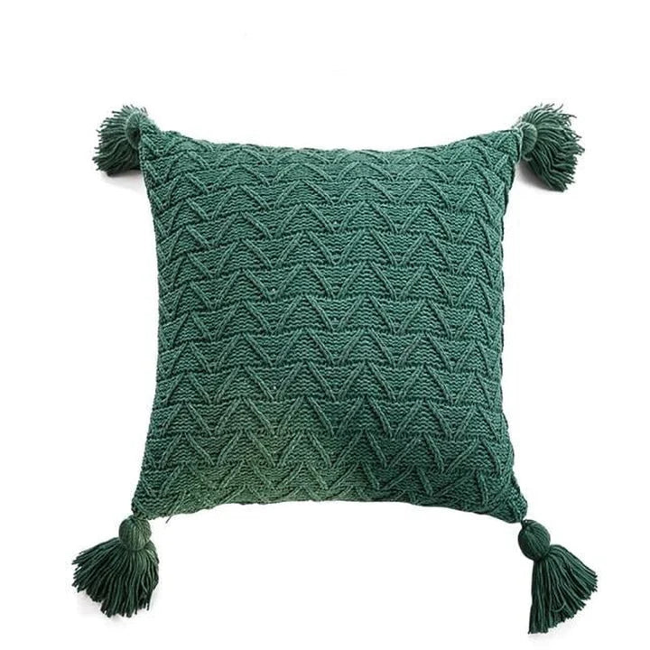 Kiki Twill Knit Cushion Cover – Handmade with Corner Tassels