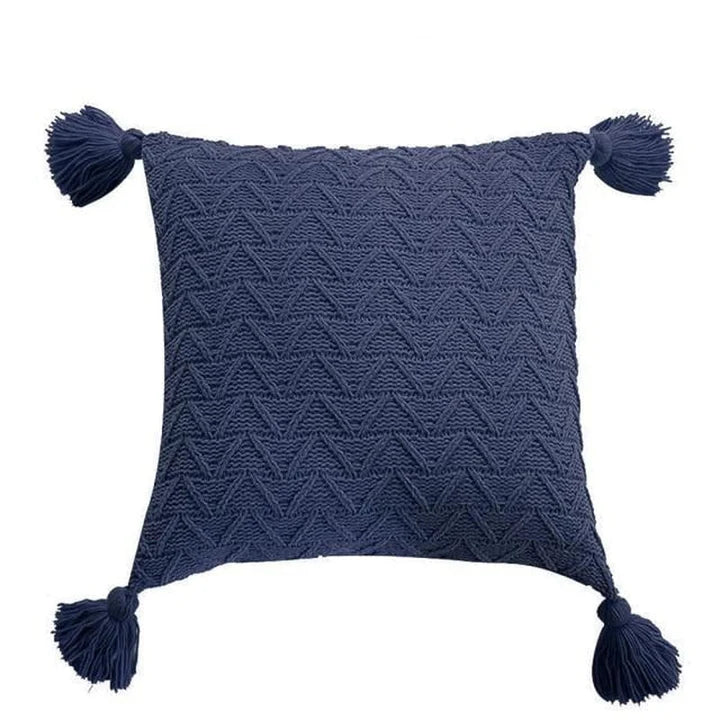 Kiki Twill Knit Cushion Cover – Handmade with Corner Tassels