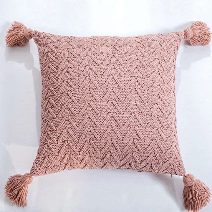 Kiki Twill Knit Cushion Cover – Handmade with Corner Tassels