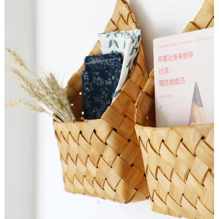 Bamboo Woven Wall-Mounted Storage Box – Hanging Organizer