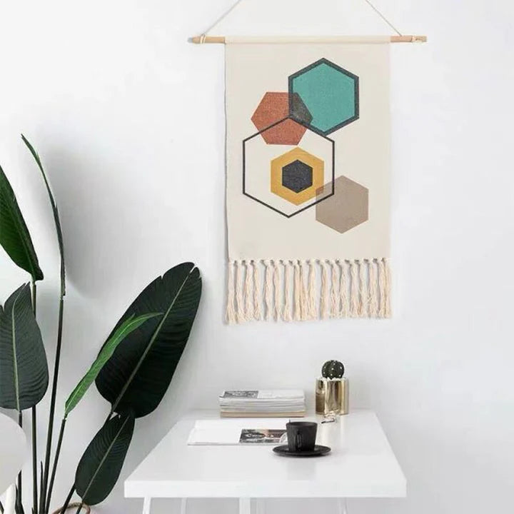 Bohemian Wall Hanger – Handmade Cotton Tapestry Decor