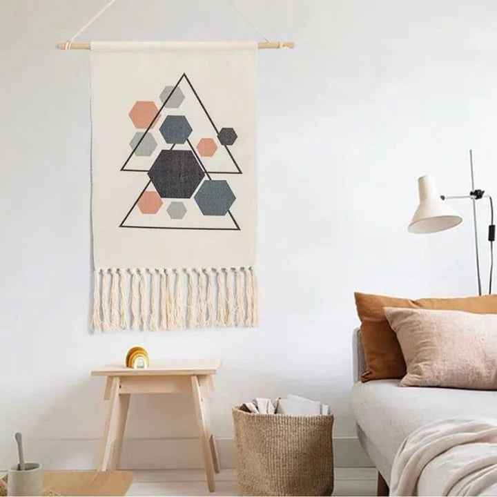 Bohemian Wall Hanger – Handmade Cotton Tapestry Decor