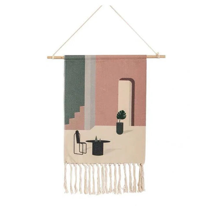 Bohemian Wall Hanger – Handmade Cotton Tapestry Decor