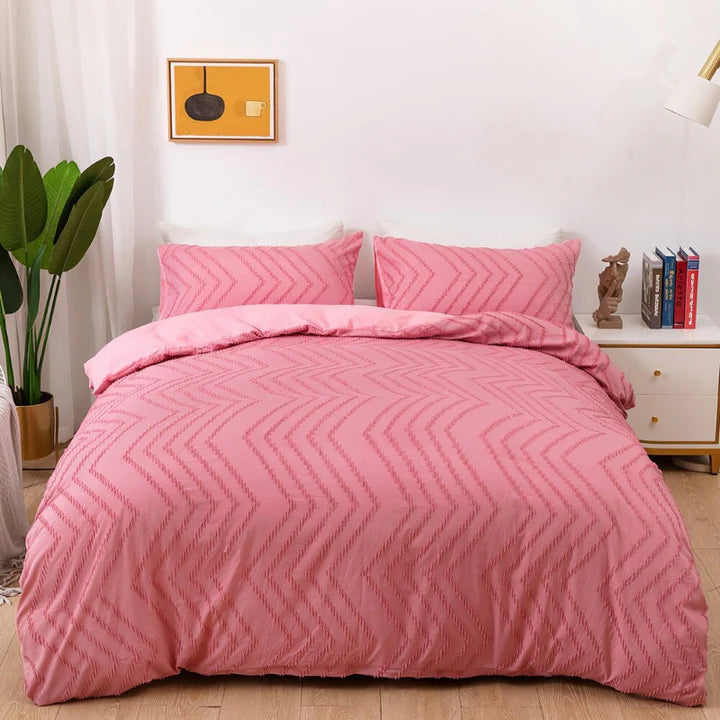 Chevron Jacquard Bedding Set in pink, US TWIN 2PCS SET
