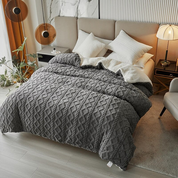 Geometric Winter Duvet in grey, 100 x 150cm in a bedroom