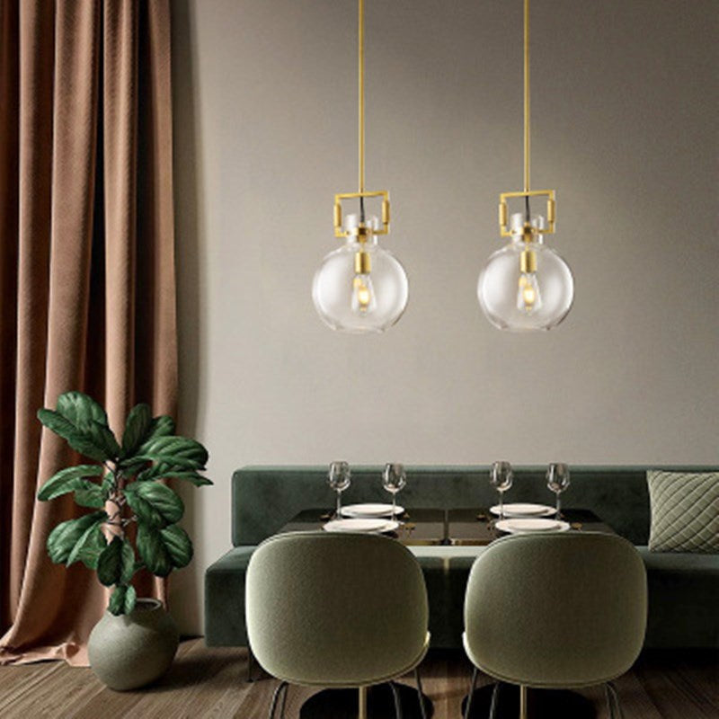 Retro Gold Metal Glass Pendant Light