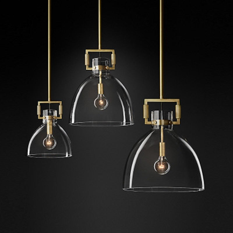 Retro Gold Metal Glass Pendant Light