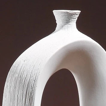 Close-up detail of the Miki Nordic Style Ceramic Vase in white
