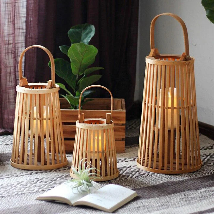 Natural Bamboo Lantern – Candle Holder with Handle