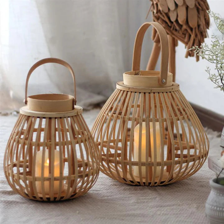 Natural Bamboo Lantern – Candle Holder with Handle