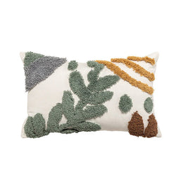 'Hulu' Green Plants Pattern Quilted Cushion Cover – Floral Pillowcase