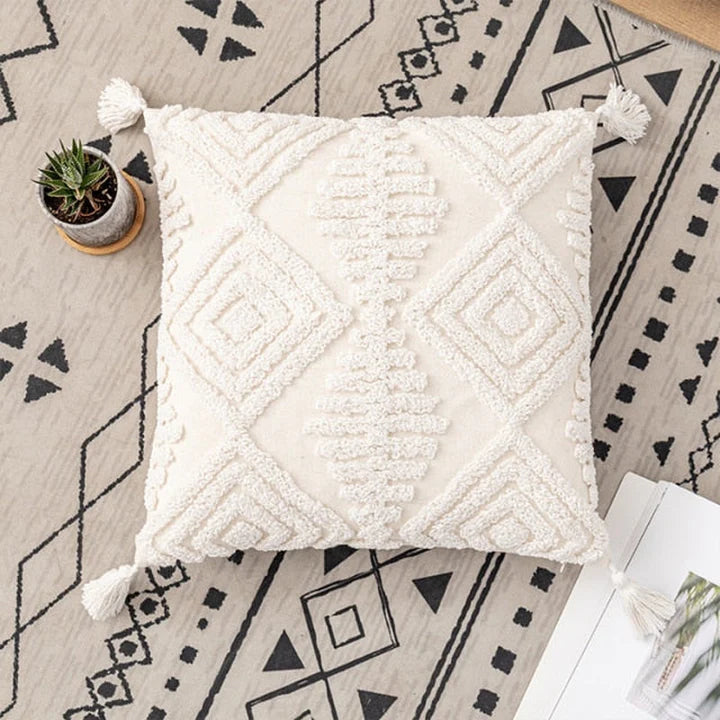 Ivory Neutral Cotton Quilted Cushion Cover – Pillow Protector