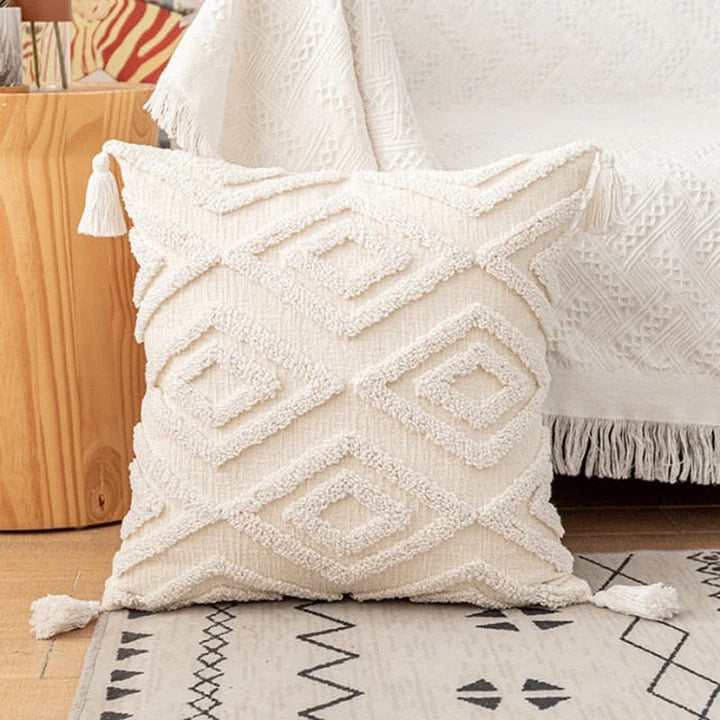 Ivory Neutral Cotton Quilted Cushion Cover – Pillow Protector