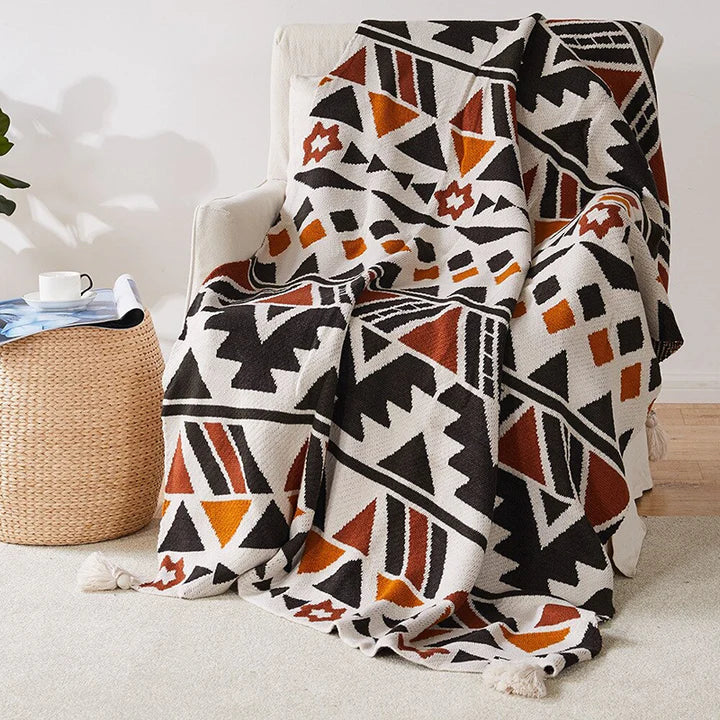 Aztec Handcrafted Tassel Throw Blanket