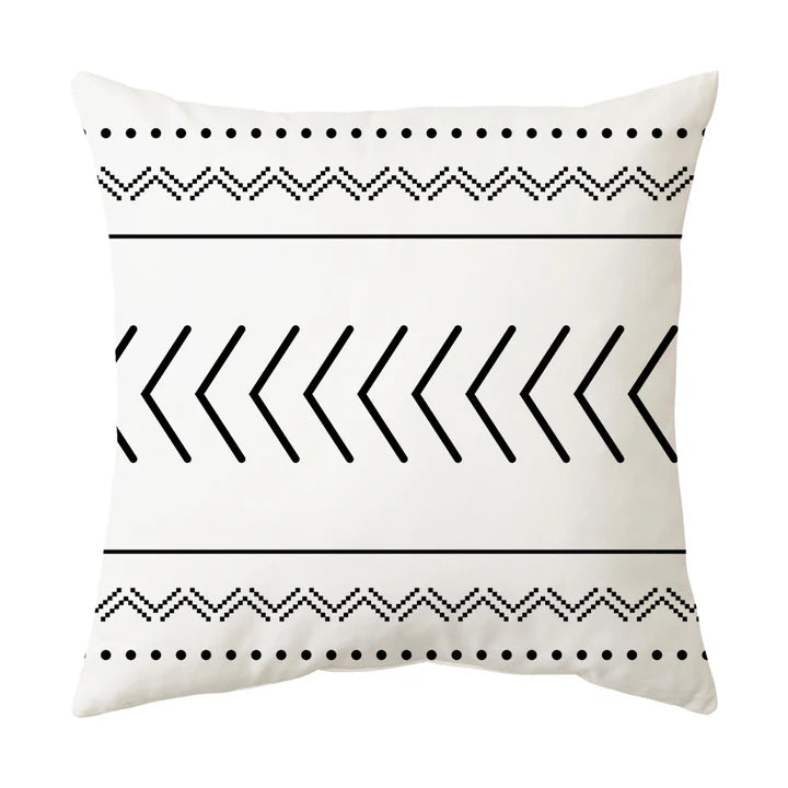 Moroccan Geometric Accent Pillowcase – Leather and Cotton Blend Cushion Cover