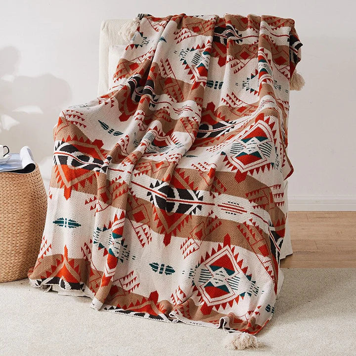 Aztec Handcrafted Tassel Throw Blanket