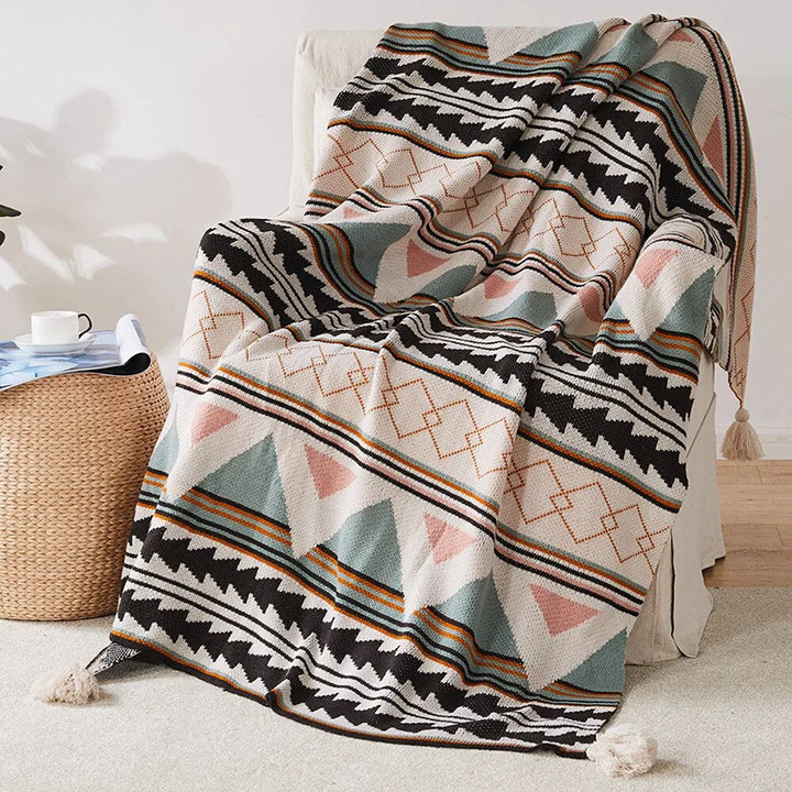 Aztec Handcrafted Tassel Throw Blanket