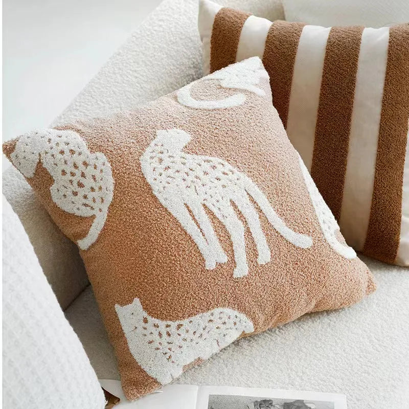 Nordic Simple Throw Pillow Cover Embroidered Plush