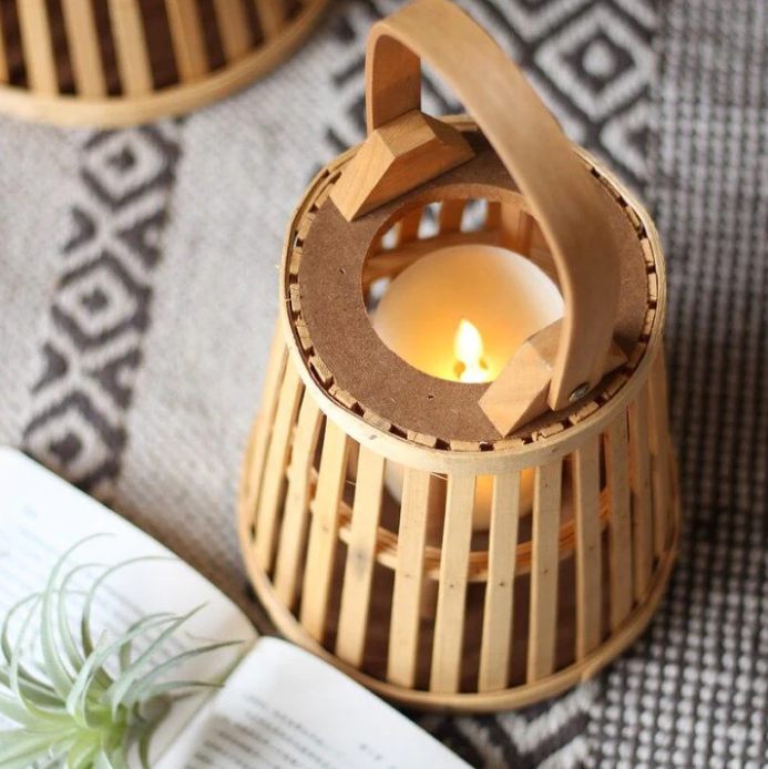 Natural Bamboo Lantern – Candle Holder with Handle