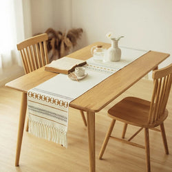 Tavle Handmade Cotton Woven Table Runner with Tassels