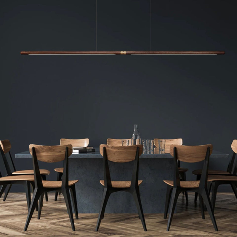 Elegant Wooden Pendant above a dining table