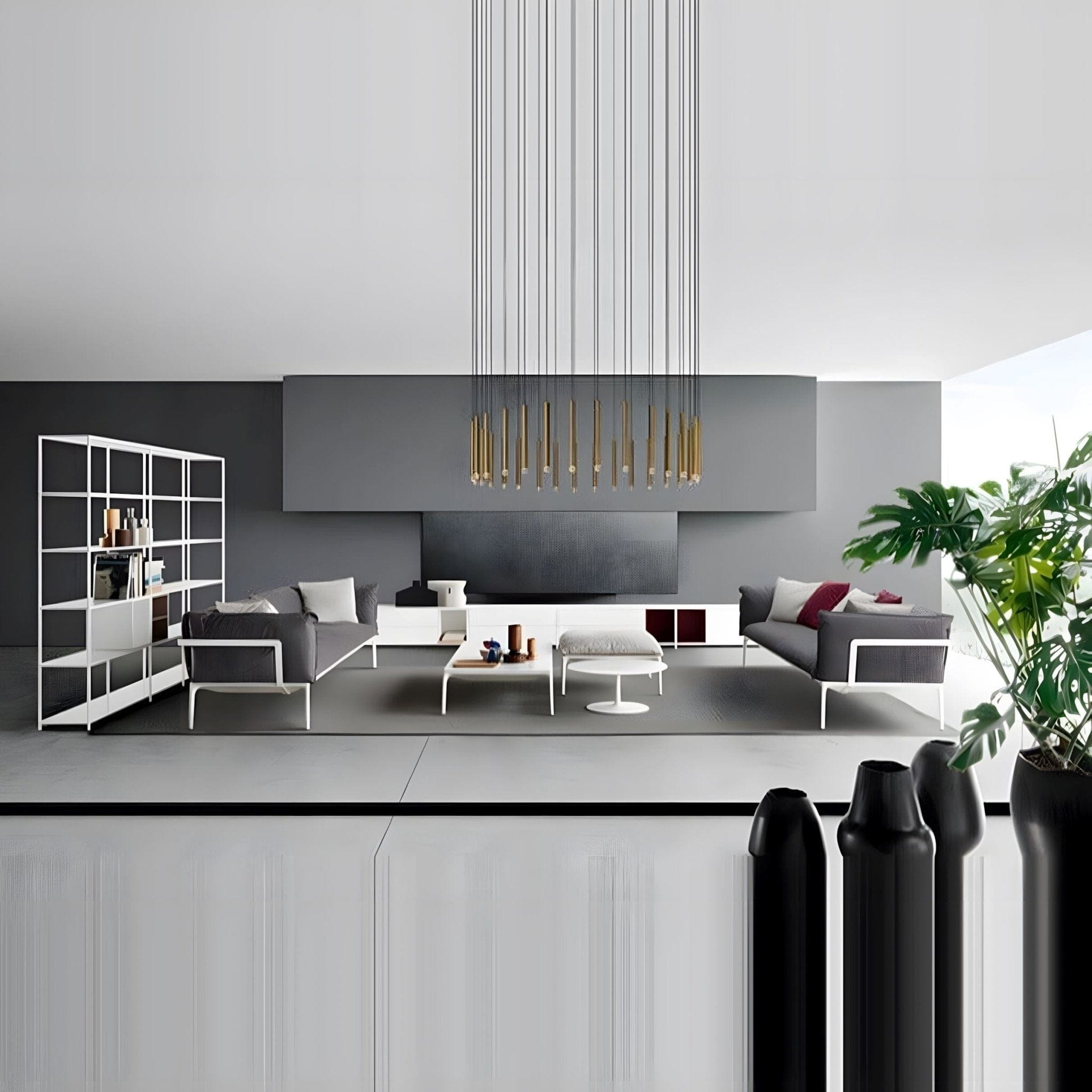 Acrylic Tube LED Cascade Chandelier in a living room