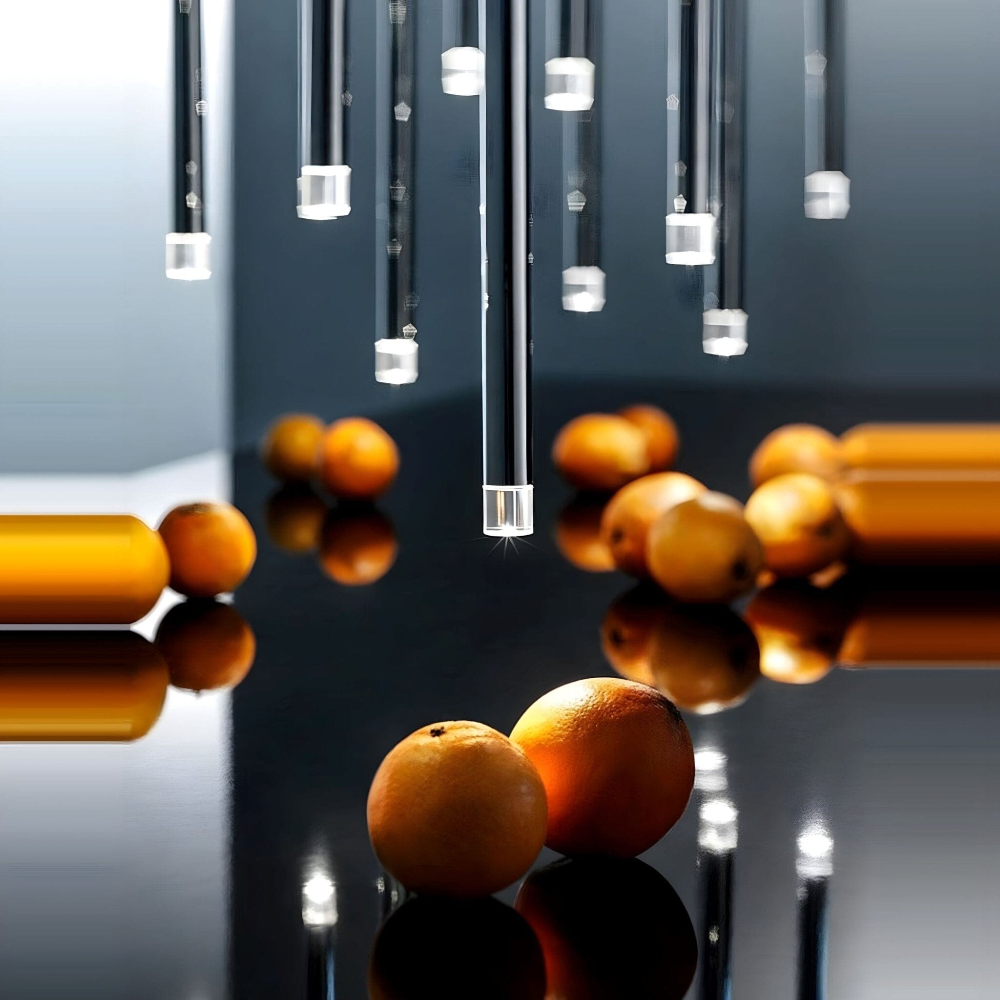 Close-up detail of the Acrylic Tube LED Cascade Chandelier