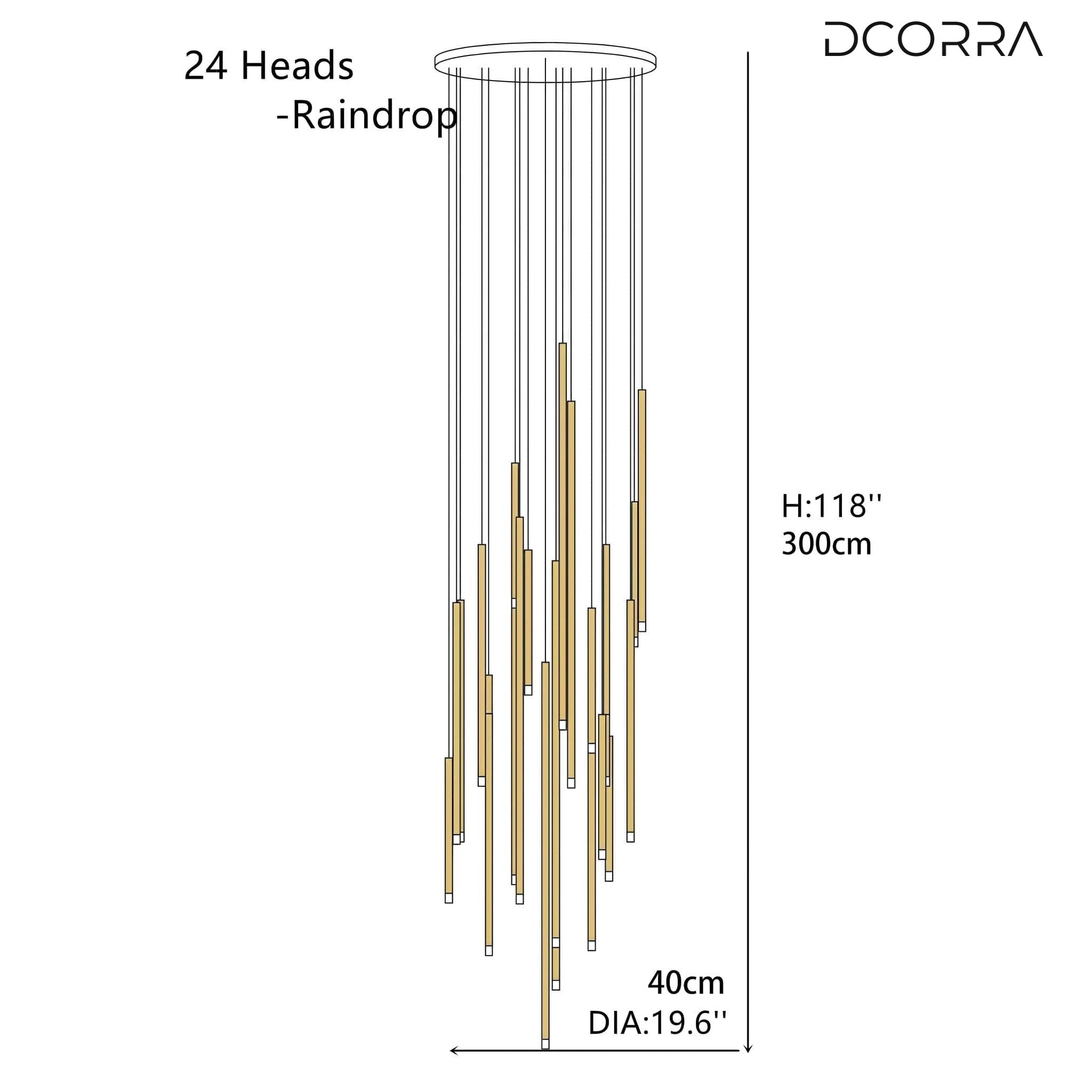 Acrylic Tube LED Cascade Chandelier - Round / 24 Tubes