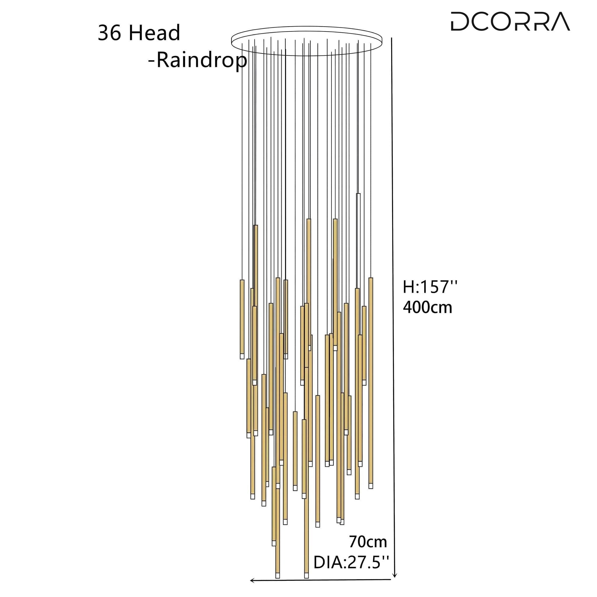 Acrylic Tube LED Cascade Chandelier - Round / 36 Tubes