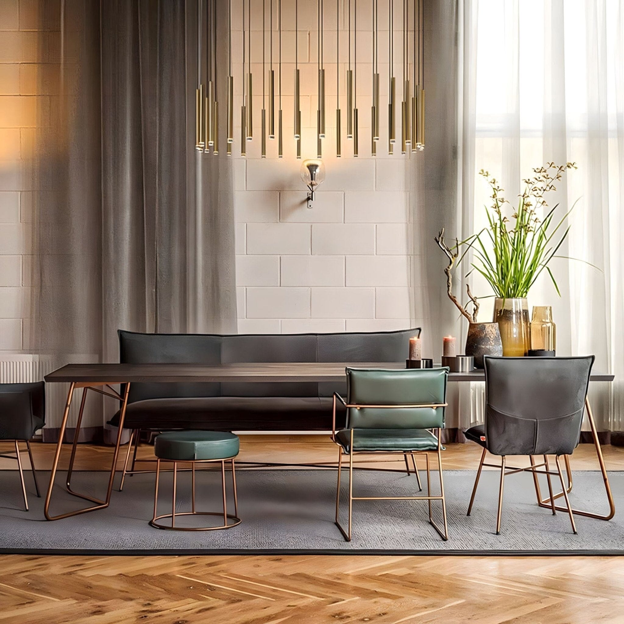 Acrylic Tube LED Cascade Chandelier in a living room