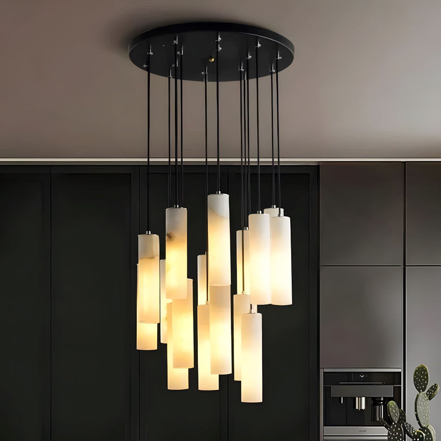 Alabaster Cylinder Cluster Chandelier