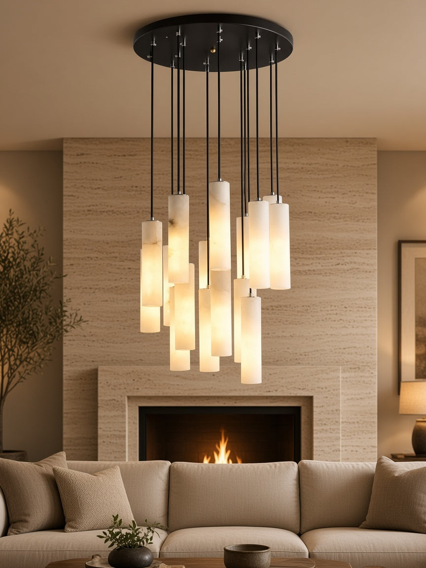 Alabaster Cylinder Cluster Chandelier