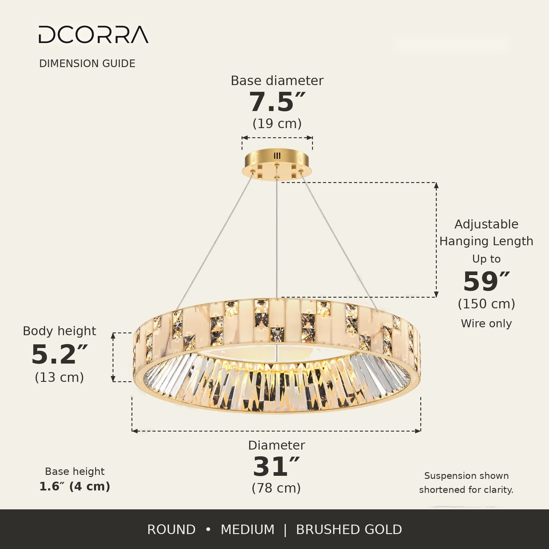 Alabaster Ring Crystal Chandelier - Brushed Gold - Medium · 31″