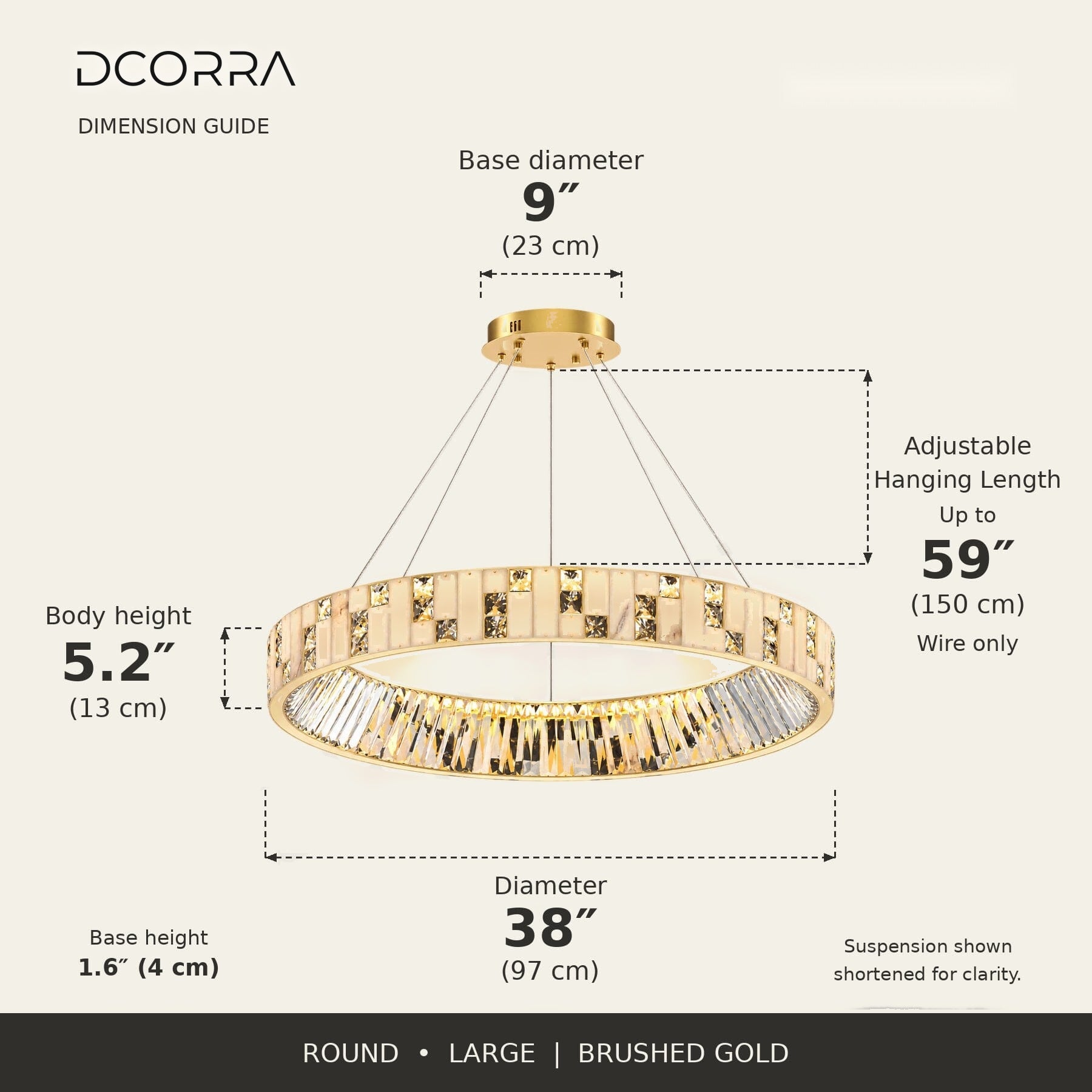 Alabaster Ring Crystal Chandelier - Brushed Gold - Large · 38″