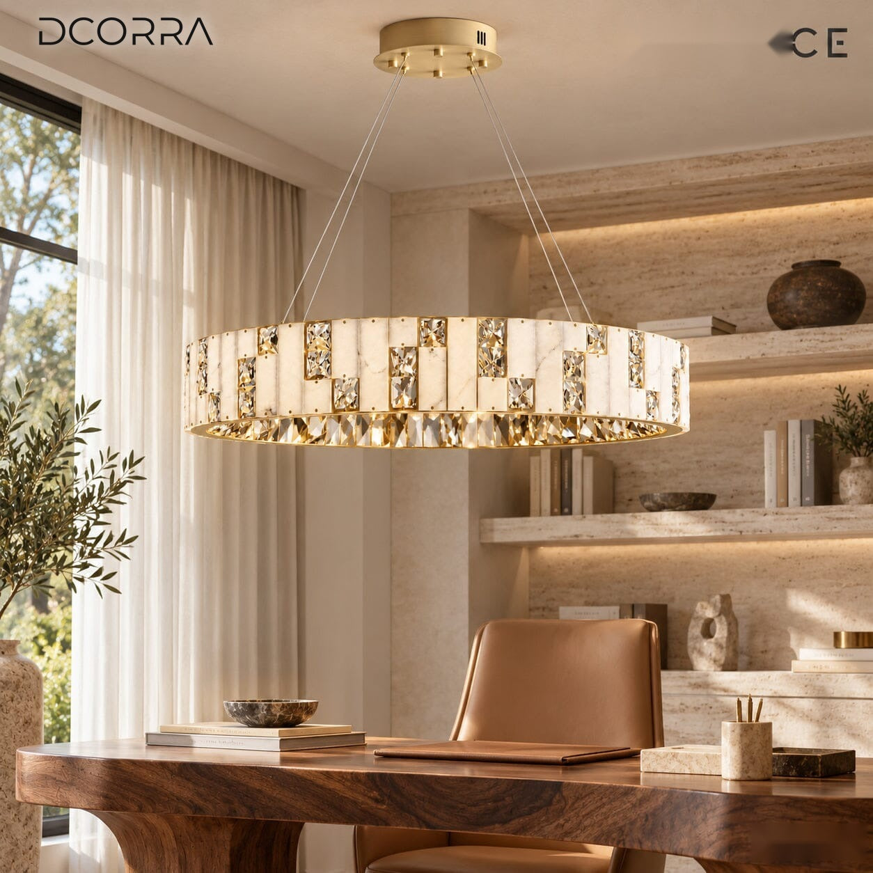 Alabaster Ring Crystal Chandelier - Brushed Gold - view 2