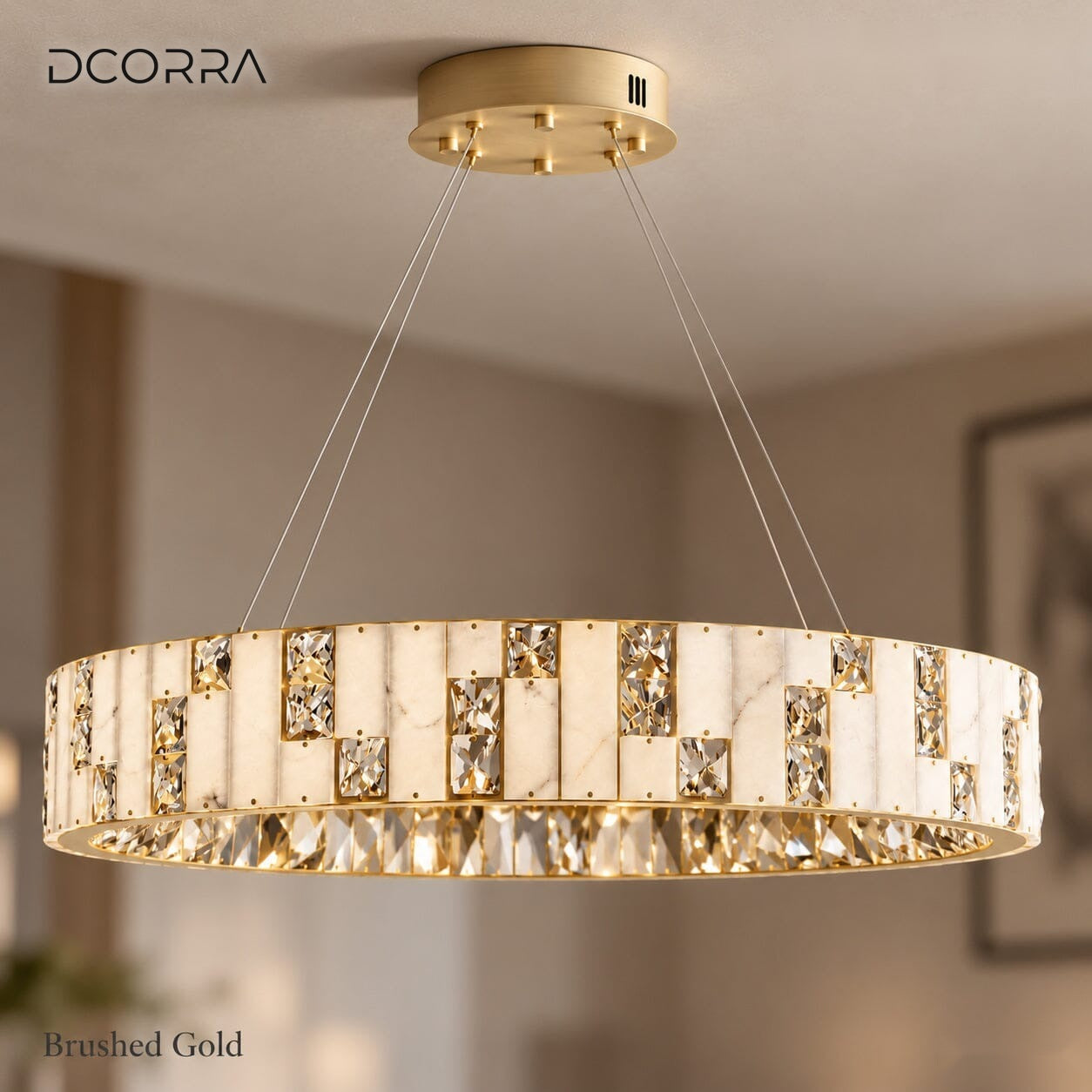 Alabaster Ring Crystal Chandelier - Brushed Gold - view 3