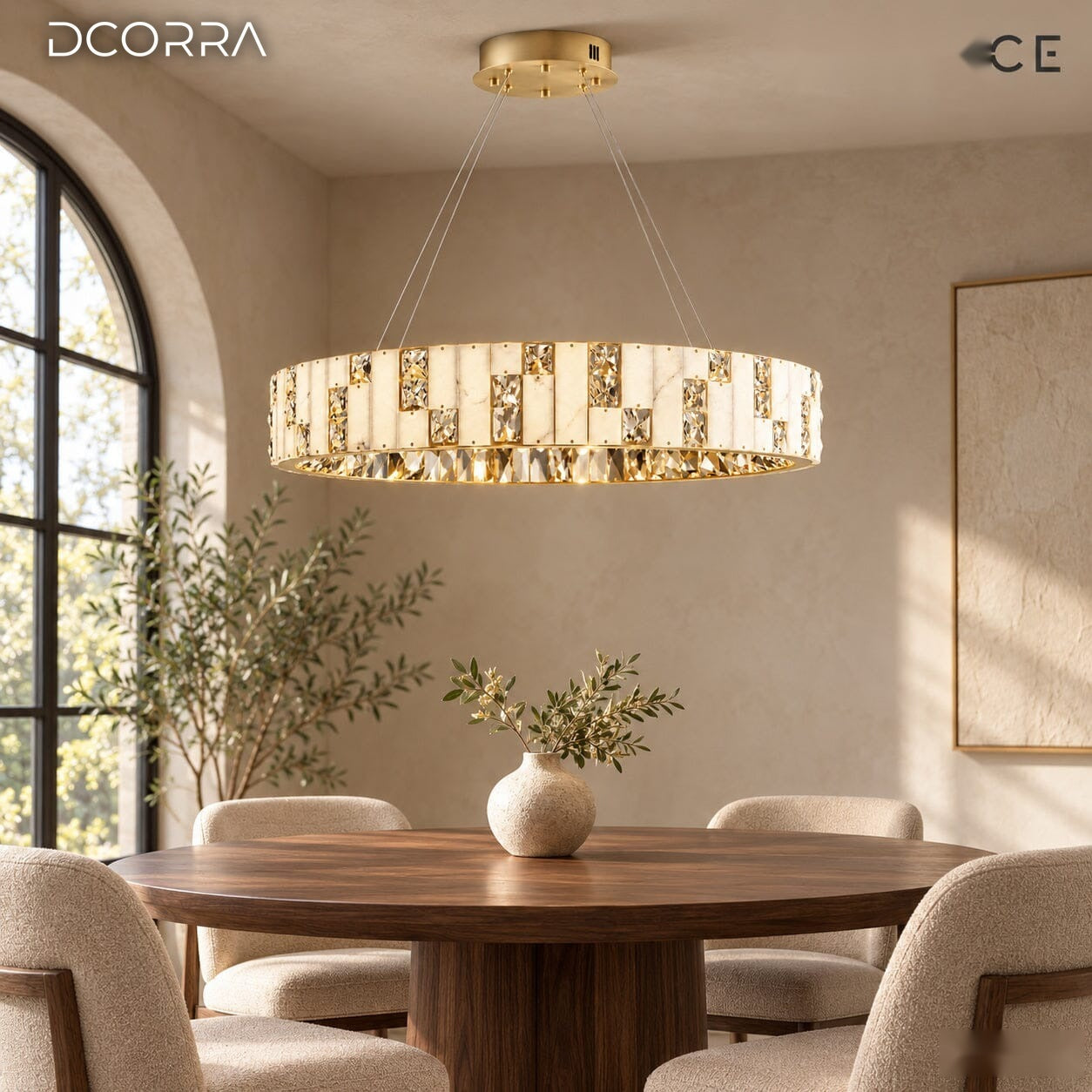 Alabaster Ring Crystal Chandelier - Brushed Gold - view 5