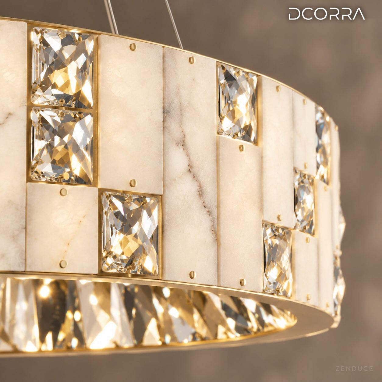 Alabaster Ring Crystal Chandelier - Brushed Gold - view 7