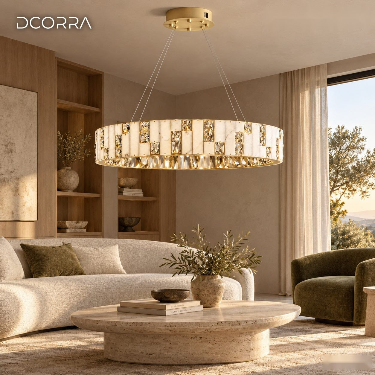 Alabaster Ring Crystal Chandelier - Brushed Gold - view 8