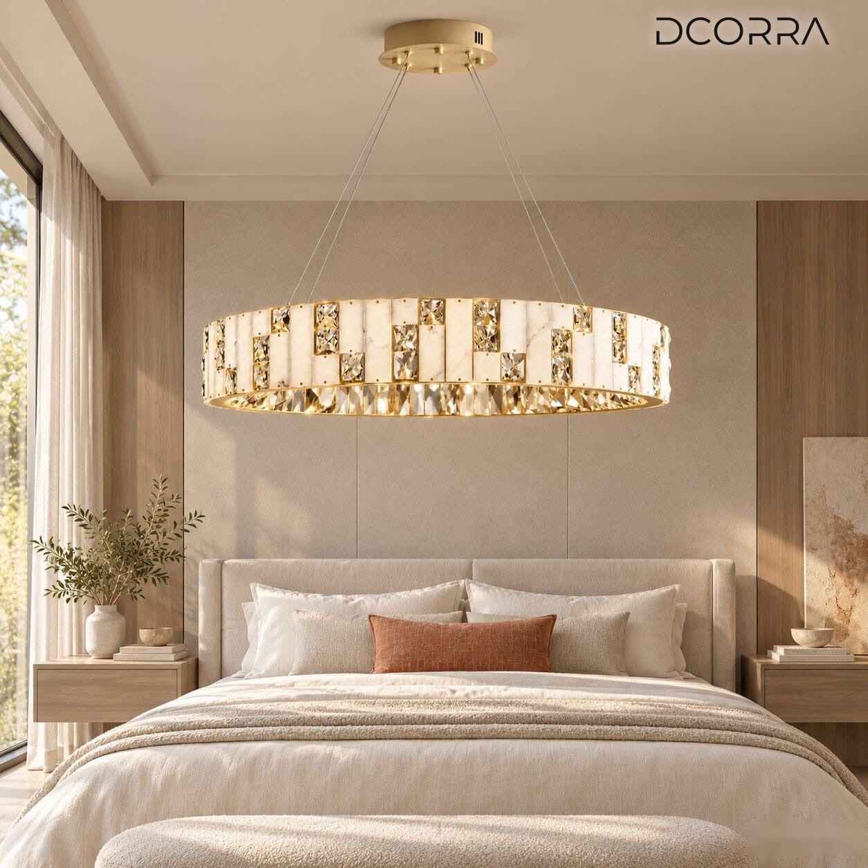 Alabaster Ring Crystal Chandelier - Brushed Gold - view 9