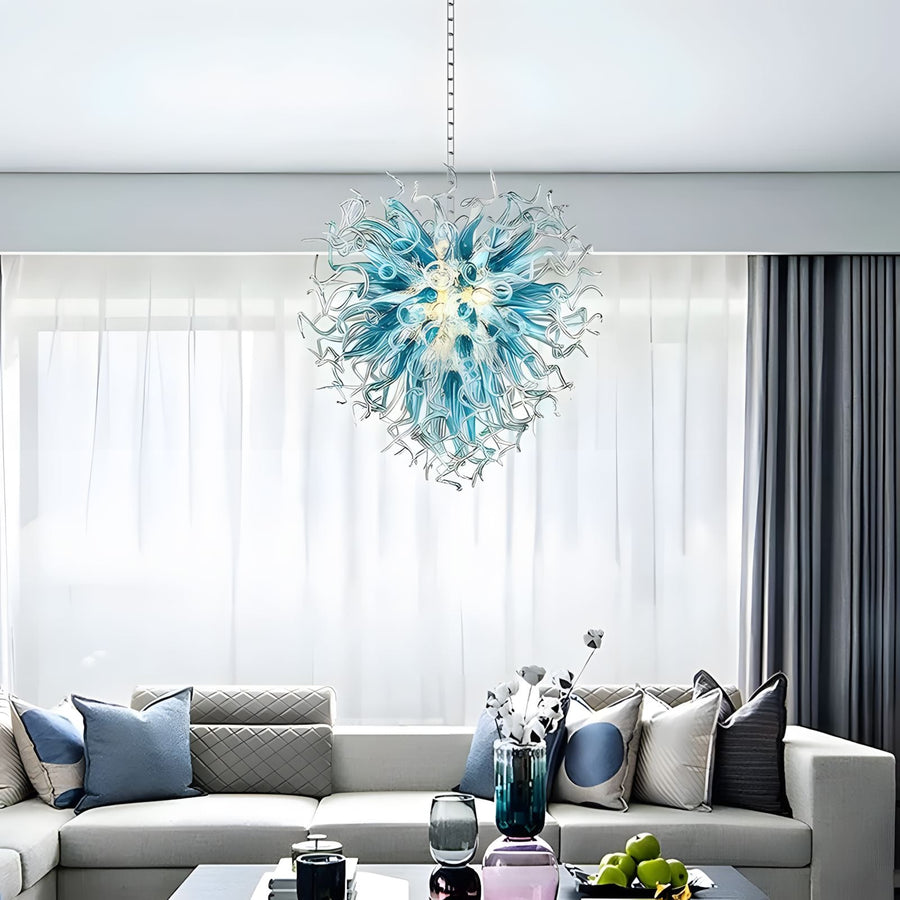 Aqua Blue Glass Chandelier