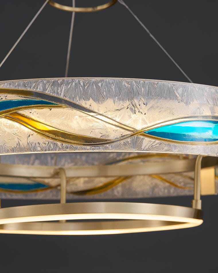 Art Deco Enamel and Glass Ring Chandelier - view 8