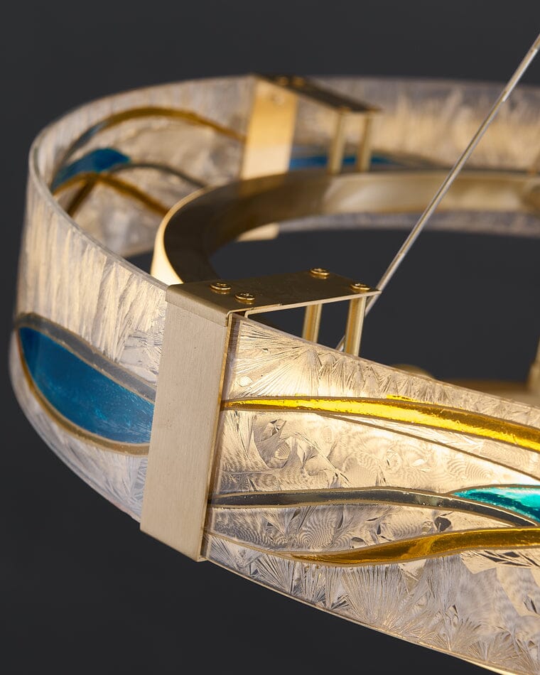 Art Deco Enamel and Glass Ring Chandelier - view 9
